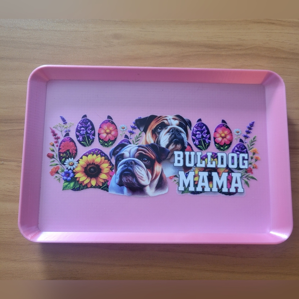 🌹Buy 1 Get 1 Free🌹 Hand Crafted Pink Bulldog Mama Decorative Tray